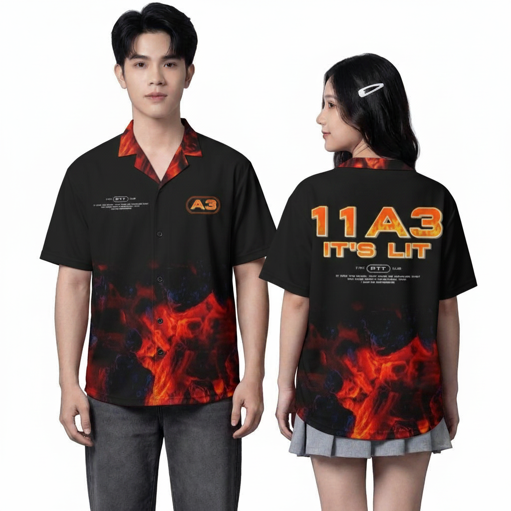 SƠ MI HỌA TIẾT DUNG NHAM ĐỎ - ĐEN-0